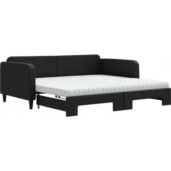 Pohovka Černá rozkládací pohovka 2v1 s matracemi 223 x 110 x 75 cm