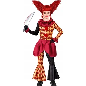 Karnevalový kostým KOSTÝM KLAUN KLAUNKA DÍVKA STRAŠIDELNÝ VRAŽEDNÝ PŘEVLEK HALLOWEEN 140