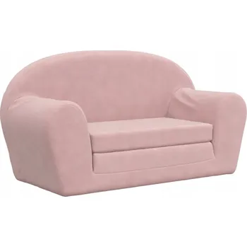 Pohovka Růžová plyšová pohovka pro 2 děti, 84 x (34-90) x 45 cm