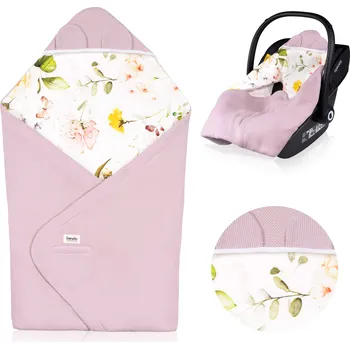 Zavinovačka Lionelo - Zavinovačka do autosedačky TRAVEL SWADDLE 90x90 cm Pink Flower