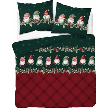 Povlečení Povlečení flanelové VÁNOČNÍ MIKULÁŠE SKŘÍTCI TRPASLÍCI SNĚHOVÉ VLOČKY 140x200