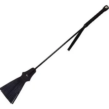 ROUGE Leather Tasselled Riding Crop Black