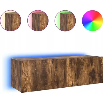 Televizní stolek Závěsná skříňka pod TV LED RGB kouřový dub 100 x 35 x 31 cm