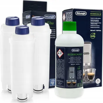 Příslušenství pro přípravu kávy 3x filtr do kávovaru Delonghi DLSC002 + odvápňovač EcoDecalk 5513291781 500 ml