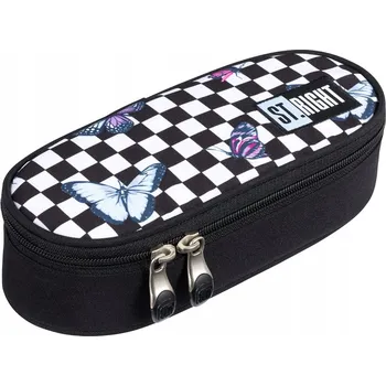 Penál ST.RIGHT ŠKOLNÍ PENÁL POUZDRO VYSTUŽENÉ ŠACHOVNICE MOTÝLI