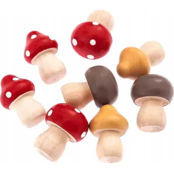 Obraz Dřevěné Ozdobné Houbičky Barevné 8 ks