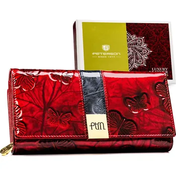 Peněženka Peterson peněženka z pravé kůže červená - dámská