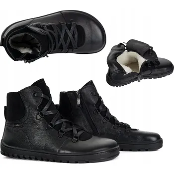 Dámská zimní obuv Dámské barefoot boty Madison kožené zateplené merino vlnou černé 37