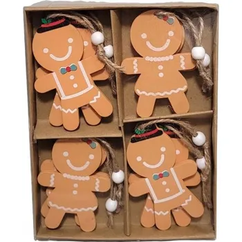 Vánoční dekorace Velké dřevěné ozdoby na vánoční stromeček sada 8ks vánoční dekorace 8,5 cm