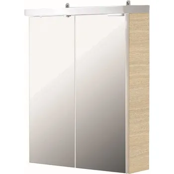 Šatní skříň CONCEPT 50 zrcadlová skříňka 52,4x62,8x25 cm, osvětlení, s vypínačem a el. zásuvkou, bělený dub