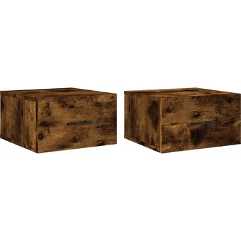 Noční stolek Závěsné noční stolky kouřový dub 35 x 35 x 20 cm (2 ks)