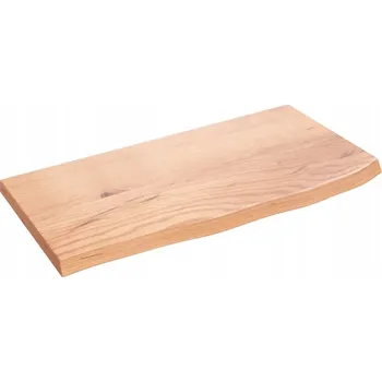 police Rustikální nástěnná police z masivního dubového dřeva 60 x 30 x 2 cm světlá