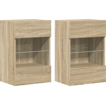 Televizní stolek Nástěnné skříňky s LED osvětlením pro TV 2 ks dub sonoma 40 x 30 x