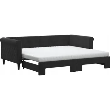 Pohovka Černá rozkládací pohovka se 2 pěnovými matracemi 219 x 100 x 68 cm