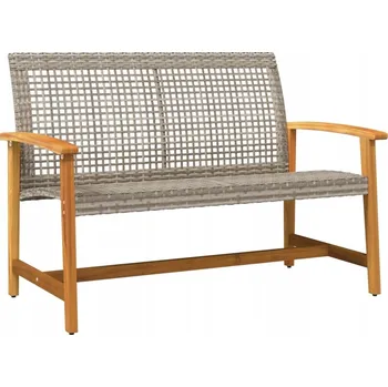 Zahradní křeslo z PE ratanu a akáciového dřeva, 112x64x80 cm, šedo-hnědé