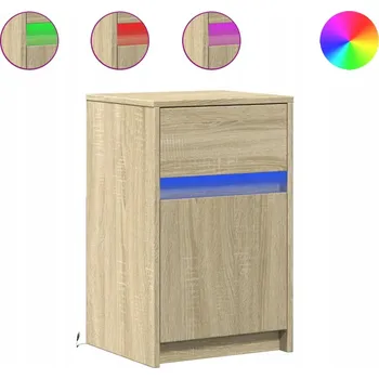 Noční stolek Noční stolek dub sonoma s RGB LED podsvícením 38 x 34 x 61 cm