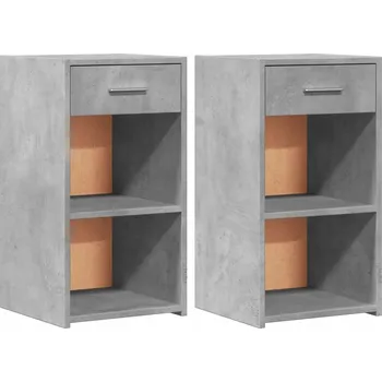 Noční stolek Noční stolky, 2 ks, šedá betonu, 35x34x65 cm