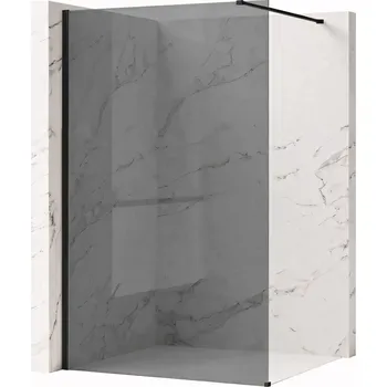 Bezrámová sprchová zástěna REA FLEXI BLACK 120 cm, černá mat/šedá kouřová - bez vaničky