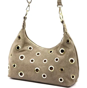 Kabelka Stylová taupe kabelka z broušené kůže