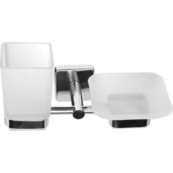 Mýdlenka CONCEPT 150 mýdlenka s pohárkem, nástěnná, sklo, nerez ocel