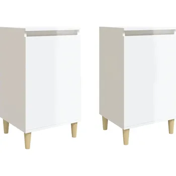 Noční stolek Noční stolky, 2 ks, vysoký lesk, bílé, 40x35x70 cm
