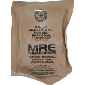 jídlo na cestu Vojenská potravinová dávka USA Army MRE 14: Rýže po mexicku s fazolemi