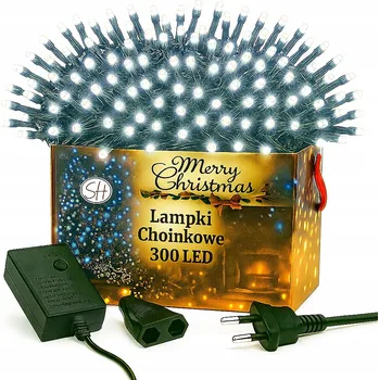Vánoce VÁNOČNÍ OSVĚTLENÍ NA STROMEČEK 300 LED světýlek 230V 18m STUDENÁ BÍLÁ 8 režimů svícení vánoční