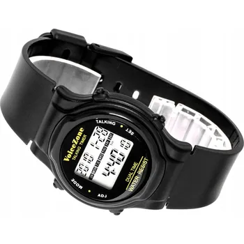 Hodinky Mluvící sportovní hodinky s quartzovým strojkem, černé, s budíkem, časovačem a datem