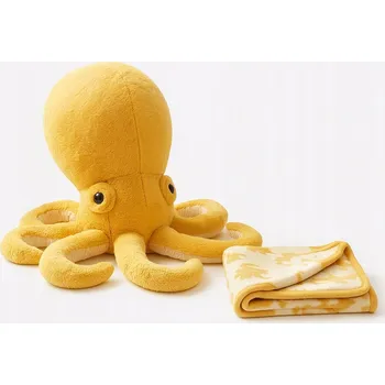 plyšák PLYŠOVÁ HRAČKA CHOBOTNICE 3V1 S DEKOU A POLŠTÁŘEM - PLYŠÁK ŽLUTÁ 35 CM + DEKA