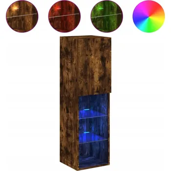 Televizní stolek Televizní skříňka s RGB LED osvětlením, kouřový dub, 30,5 x 30 x 1 cm