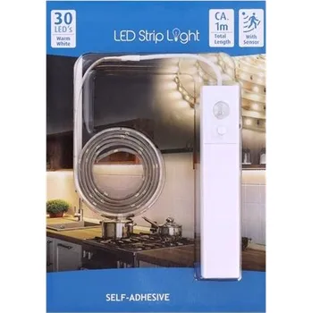 LED osvětlení LED pásek 30 LED na baterie 1 metr bílá teplá
