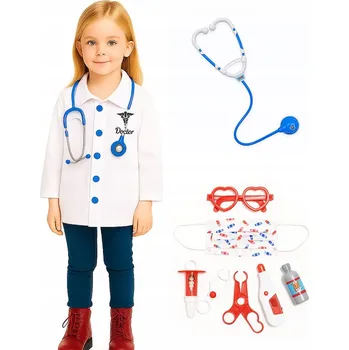 Karnevalový kostým KOSTÝM MALÝ DOKTOR SADA PLÁŠŤ DOPLŇKY 115-125 CM (M)
