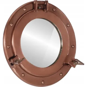 Zrcadlo Zrcadlo ve tvaru lodního okna, hliníkové, měděné Ø30 cm