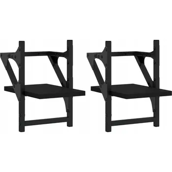 police Černé nástěnné police 20 x 25 x 30 cm, sada 2 ks