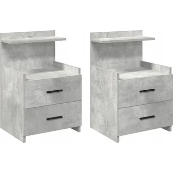 Noční stolek Noční stolek betonově šedý 40 x 36,5 x 62 cm, vrstvené dřevo, 2 zásuvky