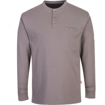 pracovní mikina PORTWEST Mikina Henley FR32, antistatická, odolná teplu POR-FR32GRRS S Šedá