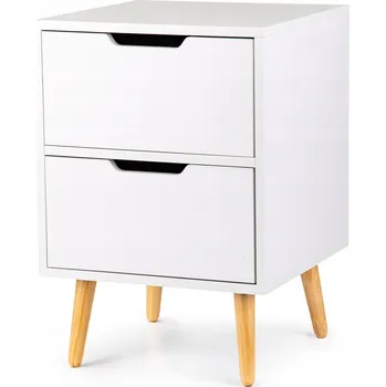 Noční stolek Noční stolek se 2 zásuvkami, nohy z borovicového dřeva