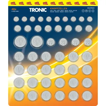 Článková baterie TRONIC® Knoflíkové baterie, 48 kusů