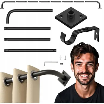 GARNÝŽ JEDNOŘADÁ NASTAVITELNÁ KOVOVÁ ČERNÁ MATNÁ průměr 25 mm 76 - 305 cm