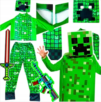 Karnevalový kostým KOSTÝM MINECRAFT PRO CHLAPCE CREEPER - MASKA A OBLEČENÍ, PŘEVLEK NA PLES