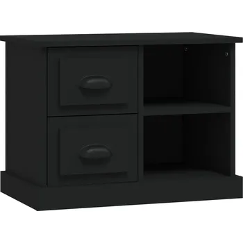 Noční stolek Černý noční stolek se 2 zásuvkami, 60 x 35,5 x 45 cm