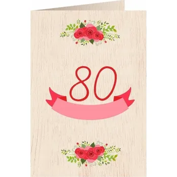 Obraz Dřevěné přání k 80. narozeninám + obálka (C6)