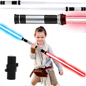 SVĚTELNÝ MEČ DLOUHÝ DVOJITÝ HVĚZDNÉ VÁLKY 132CM 2 MEČE BOJOVNÍK SVÍTÍ