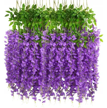umělá květina Umělé květy Girlanda 1,1 m vistárie 12 Ks na zeď balkon břečťan dekorace