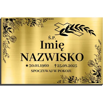 Obraz NÁHROBNÍ DESKA ZLATÁ 32X21 | JMÉNO PŘÍJMENÍ ZDE ODPOČÍVÁ
