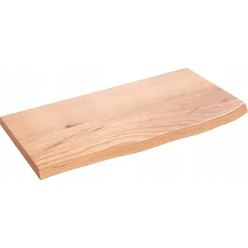 police Rustikální nástěnná police z masivního dubového dřeva 60x30x2 cm, světle hnědá