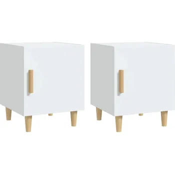 Noční stolek Noční stolky, 2 ks, bílé, dřevěný materiál
