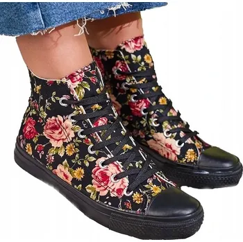 Dámské tenisky ČERNÉ DÁMSKÉ TENISKY S KVĚTINAMI FAHENNA 37