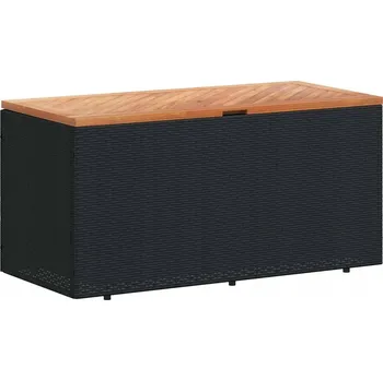 Zahradní lavice Zahradní lavice s úložným prostorem, imitace ratanu PE, 110x50x45 cm, černo-hnědá