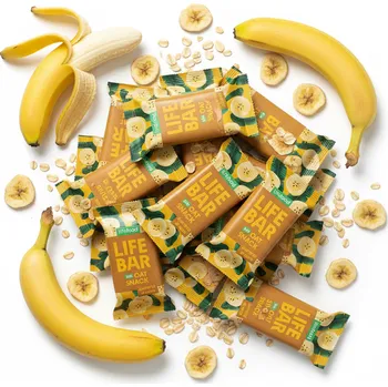 Čokoládová tyčinka Lifefood Zvýhodněná sada 13 + 2 tyčinky zdarma - Lifebar Oat Snack Banana Dream BIO (15 x 40 g)
